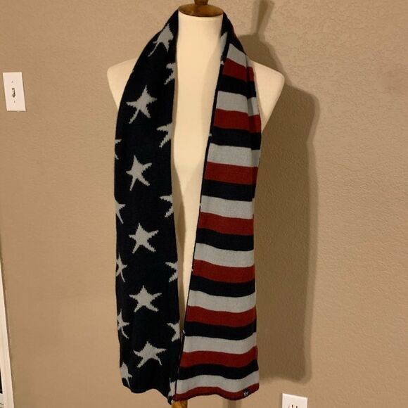 Stars & Stripes Scarf Red, Navy Blue Gray America - Picture 3 of 8